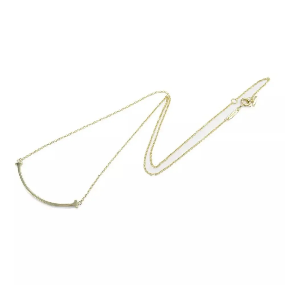 TIFFANY＆CO T Smile Small Necklace pendant K18 Yellow Gold Used